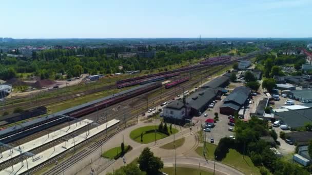 Aerial View Poznan Glowny Great View Track High Quality Footage — Stock video