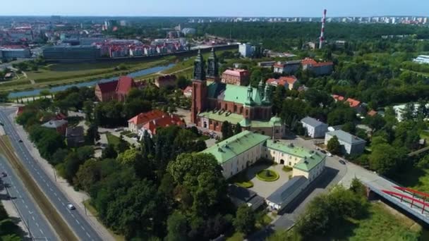 Aerial View Cathedral Basilica Apostles Peter Paul Poznan High Quality — Stock Video