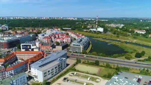 Aerial View Old Port Poznan High Quality Footage — Stockvideo
