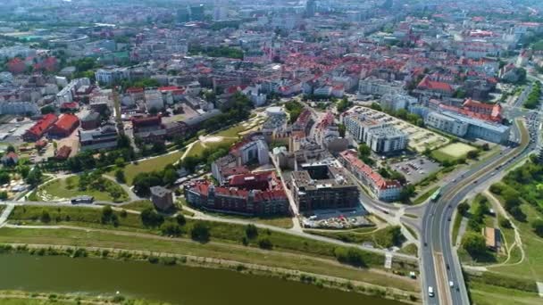 Aerial View Old Port Poznan High Quality Footage — Stok video