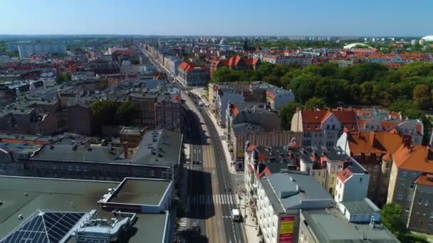 Aerial View Streets Poznans Western Train Station High Quality Footage — Stockvideo