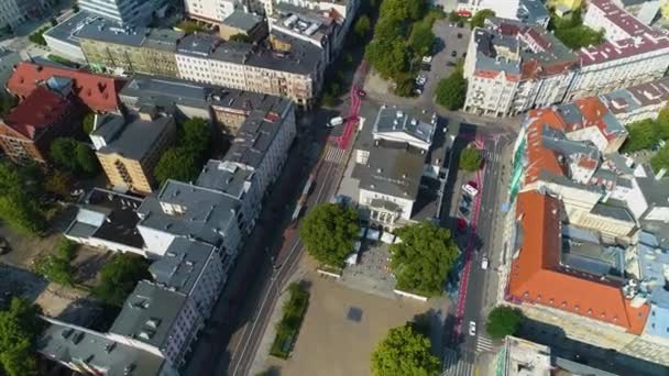 Aerial View Plac Wolnosci Poznan High Quality Footage — Stockvideo