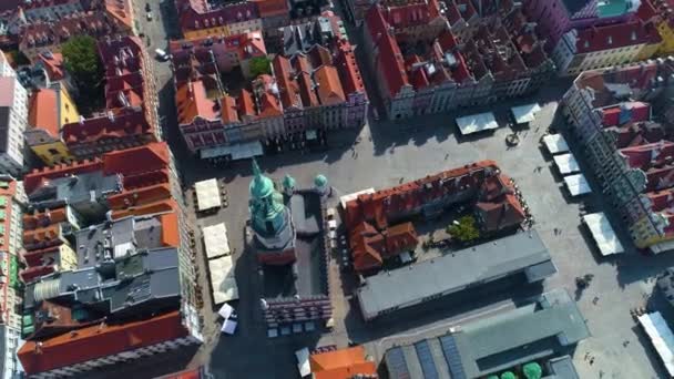 Top Aerial View Old Town Poznan High Quality Footage — Stock video