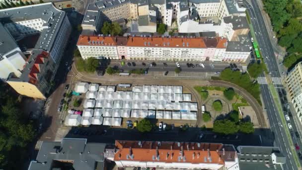 Aerial View Plac Wielkopolski Poznan High Quality Footage — Stockvideo