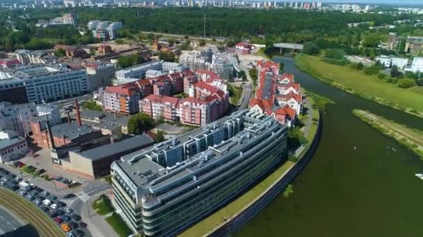 Aerial View Old Port Poznan High Quality Footage — Vídeo de Stock