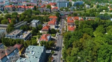 Aerial view of the green landscape in Poznan. High quality 4k footage