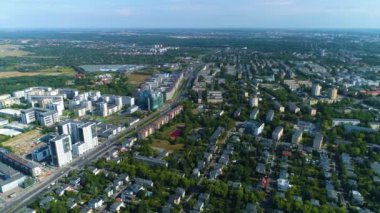 Aerial view of the beautiful Grunwald Polnoc housing estate in Poznan. High quality 4k footage