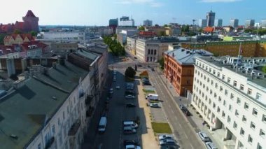 Aerial view of Marcinkowskiego Avenue in Poznan. High quality 4k footage
