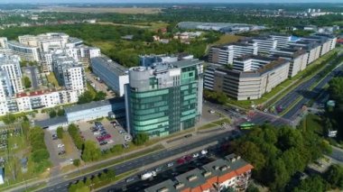 Aerial view of the Medical Center in Poznan. High quality 4k footage