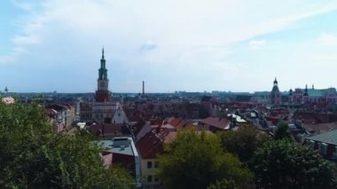 Aerial view of the old town in Poznan. High quality 4k footage