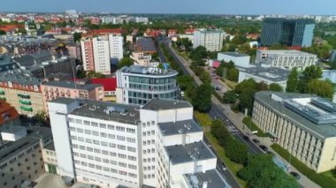 Aerial view of Solna road in Poznan. High quality 4k footage