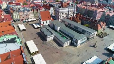 Aerial view of the old town in Poznan. High quality 4k footage