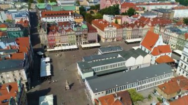 Aerial view of the old town in Poznan. High quality 4k footage