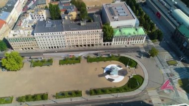Aerial view of Freedom Square in Poznan. High quality 4k footage