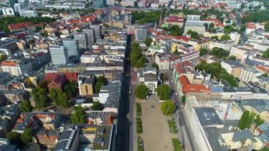 Aerial view of Freedom Square in Poznan. High quality 4k footage