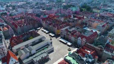 Aerial view of the old town in Poznan. High quality 4k footage