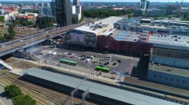 Aerial view of Poznan Glowny.-. High quality 4k footage