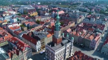 Aerial view of the old town in Poznan. High quality 4k footage