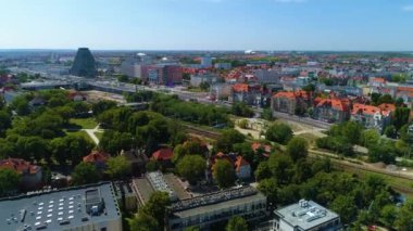 Aerial view of the area near the main Poznan. High quality 4k footage