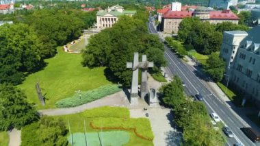 Aerial view of Mickiewicz Park in Poznan. High quality 4k footage