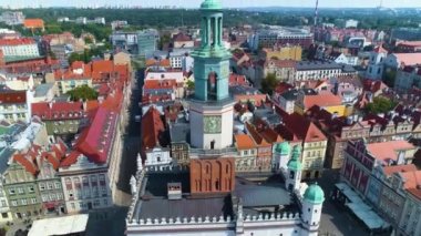 Aerial view of the old town in Poznan. High quality 4k footage