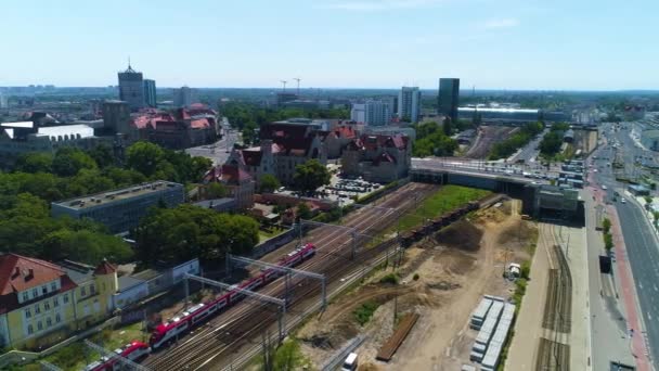 Aerial View Area Main Poznan High Quality Footage — 비디오