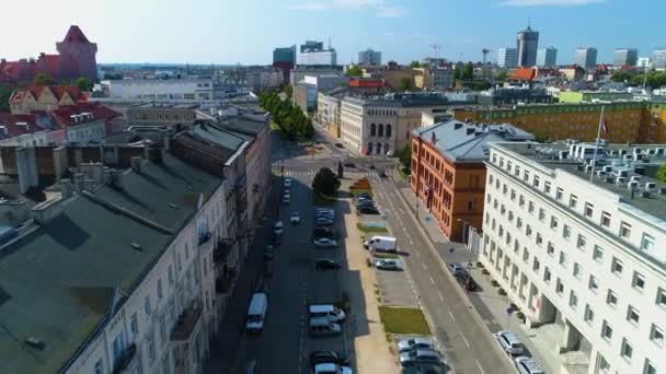 Aerial View Marcinkowskiego Avenue Poznan High Quality Footage — Stock Video