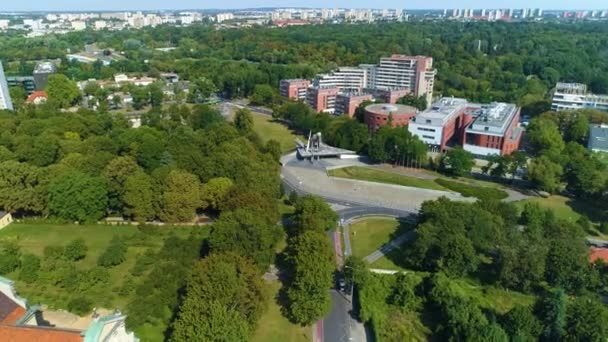 Aerial View Poznan Army Monument High Quality Footage — Stock videók