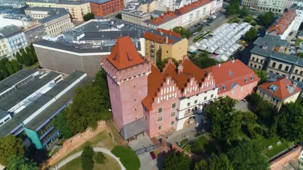 Aerial View Royal Castle Poznan High Quality Footage — Stockvideo