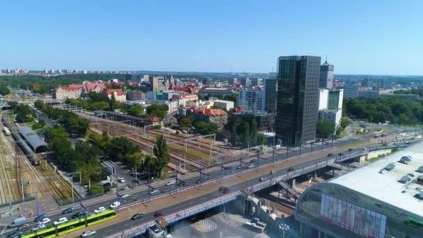 Aerial View Railway Bridge Poznan Summer Footage High Quality Footage — Vídeo de stock