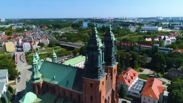 Aerial View Cathedral Basilica Apostles Peter Paul Poznan High Quality — Stock videók