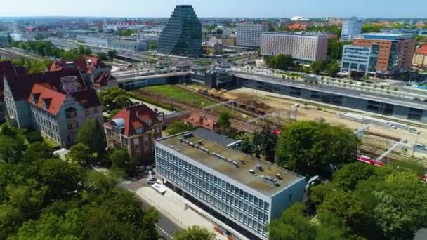 Aerial View Tracks Main Poznan High Quality Footage — ストック動画