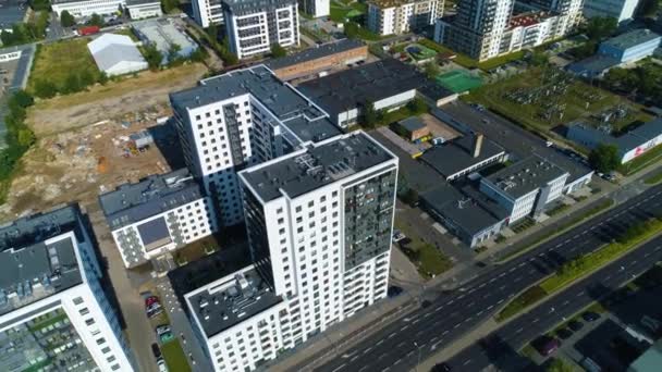 Aerial View Residential Buildings Poznan Stadium High Quality Footage — Stok video