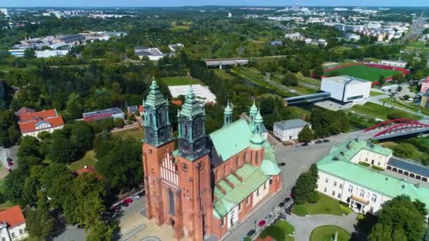 Aerial View Cathedral Basilica Apostles Peter Paul Poznan High Quality — Stok video