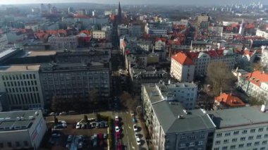 Panorama Of Katowice From The Aerial View. High quality 4k footage