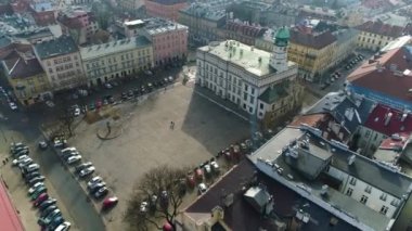 Aerial view of Plac Wolnica in Cracov. Beautiful Poland. High quality 4k footage