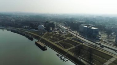 Aerial view of the Wolynski Boulevard in Cracov. Beautiful Polish shot. High quality 4k footage