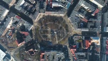 Timelapse Freedom Square In Katowice From The Aerial View. High quality 4k footage