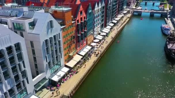 Aerial View Stara Motlawa Gdansk High Quality Footage — Wideo stockowe