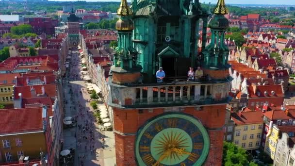 Aerial View Museum Gdansk Main Town Hall High Quality Footage — Wideo stockowe