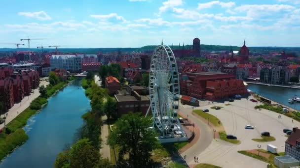 Aerial View Ambersky Observation Circle Gdansk High Quality Footage — Wideo stockowe
