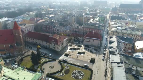 Aerial View Teatr Juliusz Slowacki Cracow Beautiful Polish Footage High — Wideo stockowe