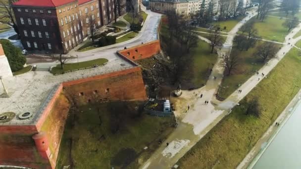 Aerial View Wawel Castle Wawel Dragon Cracow High Quality Footage — Video Stock