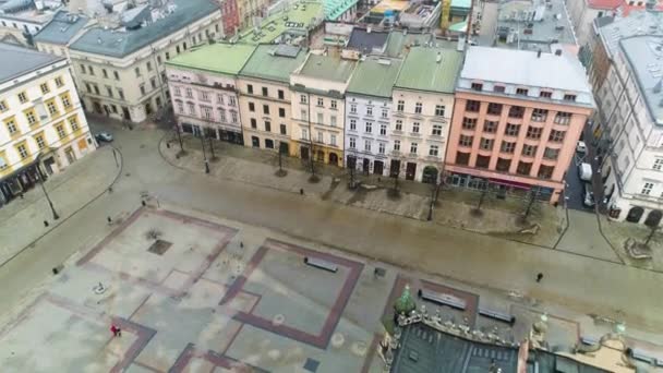 Aerial View Cracow Main Square Beautiful Polish Footage High Quality — 图库视频影像