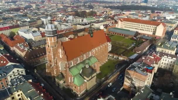 Aerial View Corpus Christi Basilica Cracov High Quality Footage — Stockvideo