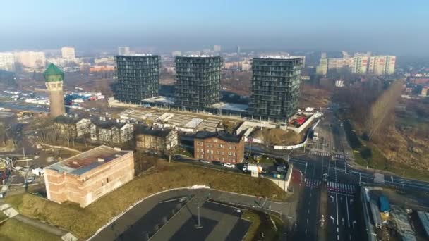 Aerial View First District Housing Estate Katowice High Quality Footage — стоковое видео