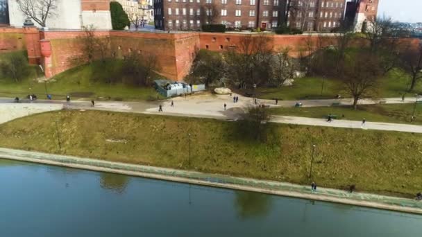 Aerial View Wawel Castle Wawel Dragon Cracow High Quality Footage — Wideo stockowe