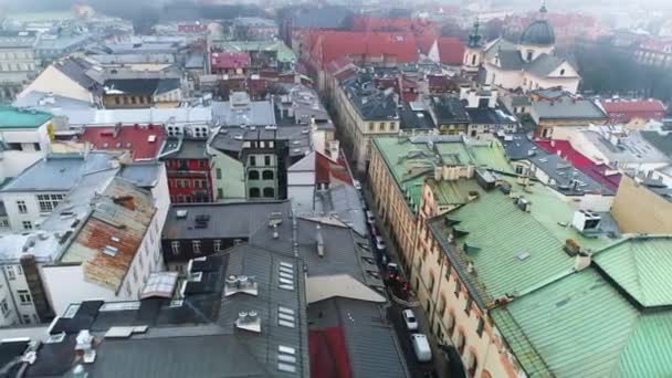 Aerial View Cracow Main Square Beautiful Polish Footage High Quality — Wideo stockowe