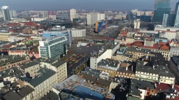 Aerial View City Center Katowice High Quality Footage — Video