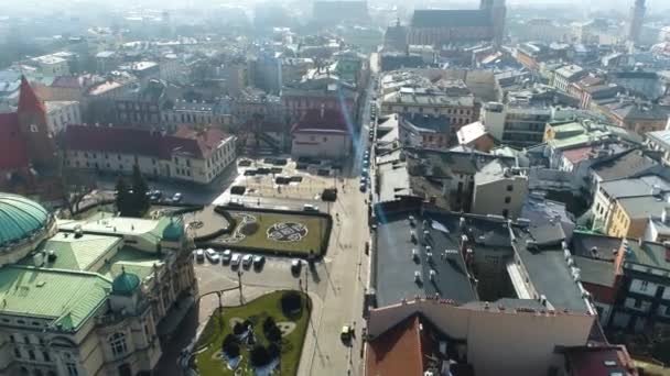 Aerial View Teatr Juliusz Slowacki Cracow Beautiful Polish Footage High — 图库视频影像